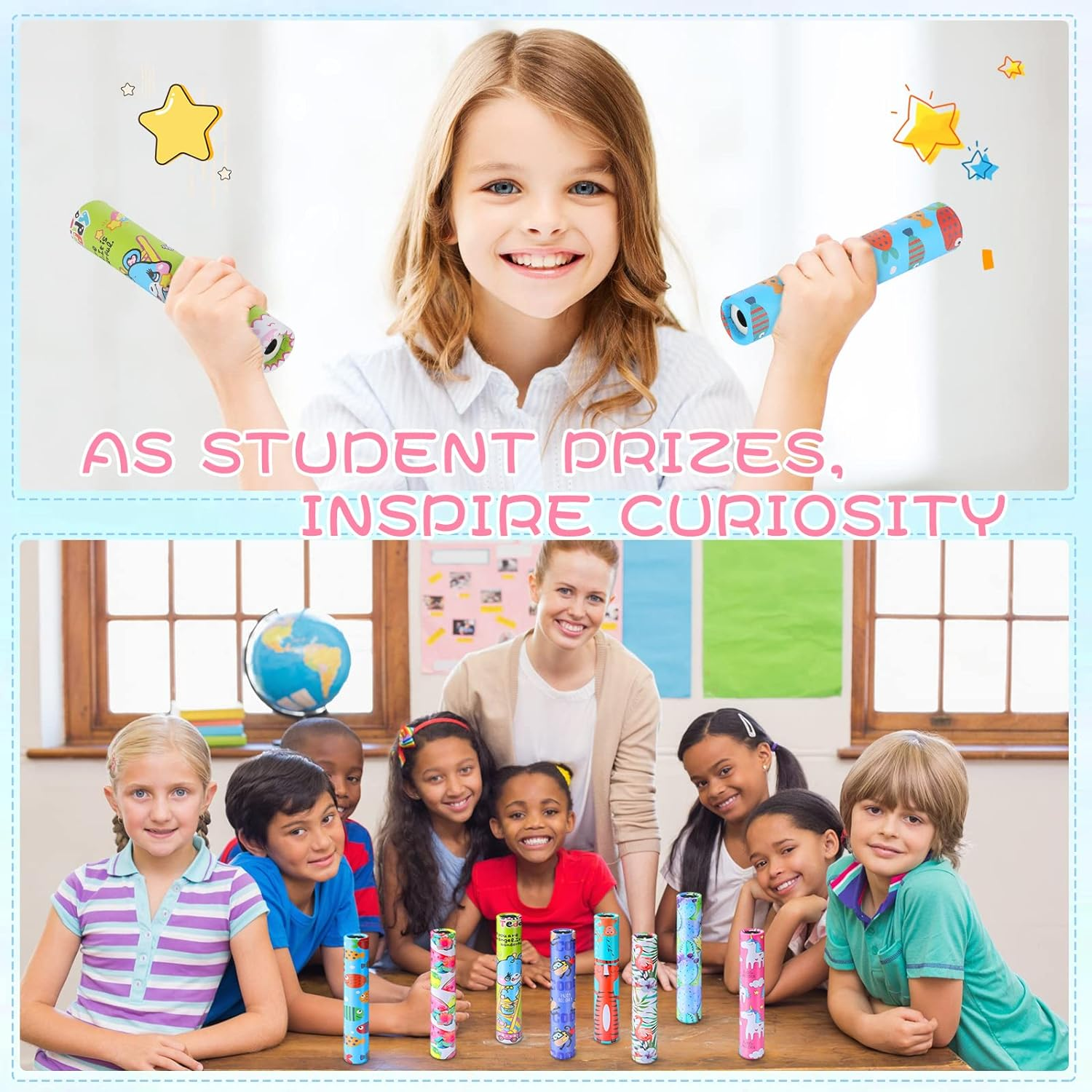 Chivao 20 Pcs Classic Kaleidoscopes Educational Toys for Party Favors Fun Kaleidoscope Toy Stock Stuffers Bag Fillers Birthday School Classroom Prizes, Random Colors (Unicorn) image number 1