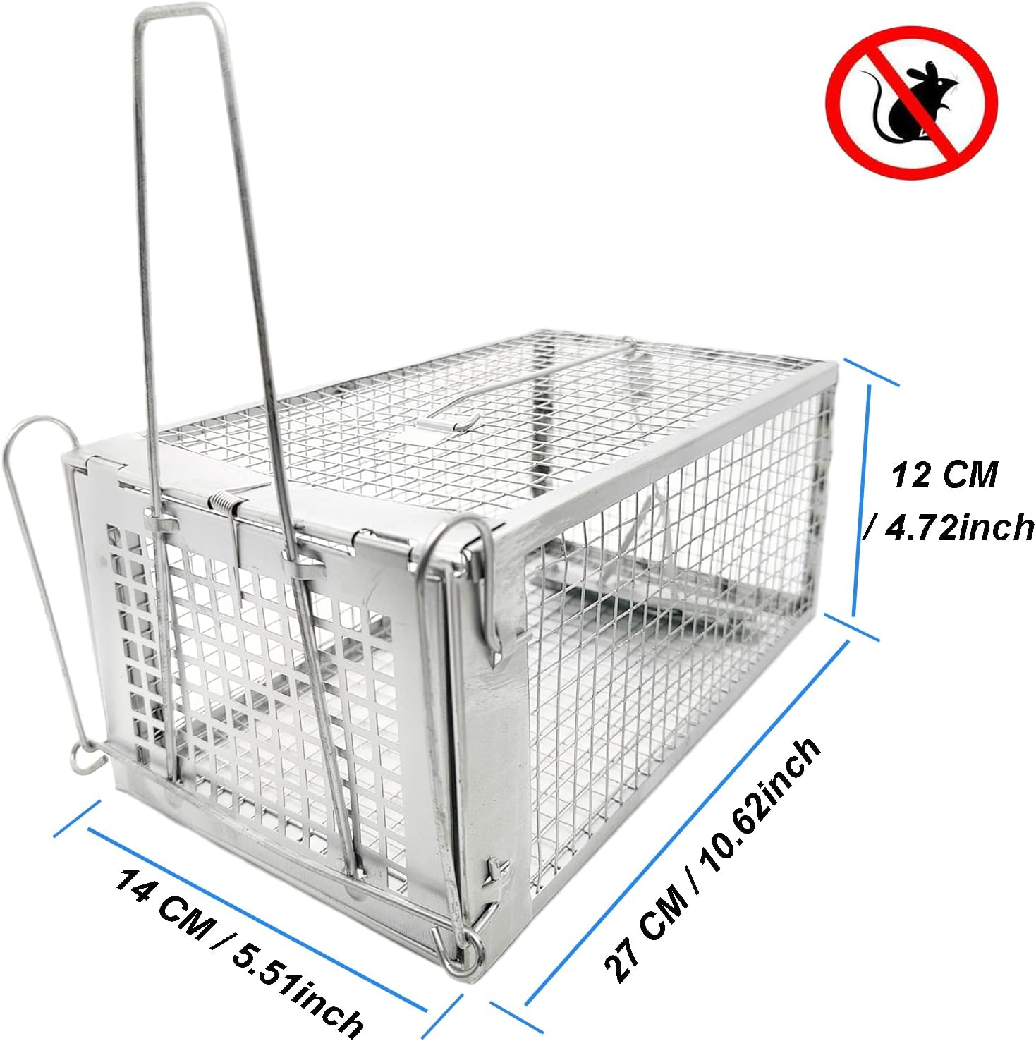 PIXESTT 2 PCS Humane Mouse Trap, Rat Cage Trap Suitable for Capturing Mice or Hamsters Alive, Friendly Small Animal Humane Live Cage Rat - 11.2'' X 5.5'' X 5'' image number 2