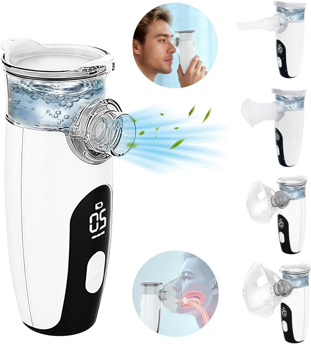 4 in 1 Nebuliser Machine for Adults & Kids, Portable Nebulizer and Eye Steamer for Adults, LED Display & Timing Function, 3 Adjustable Rate, Silent Mode, Easy Clean, ​​Leak-Proof​ image number 4