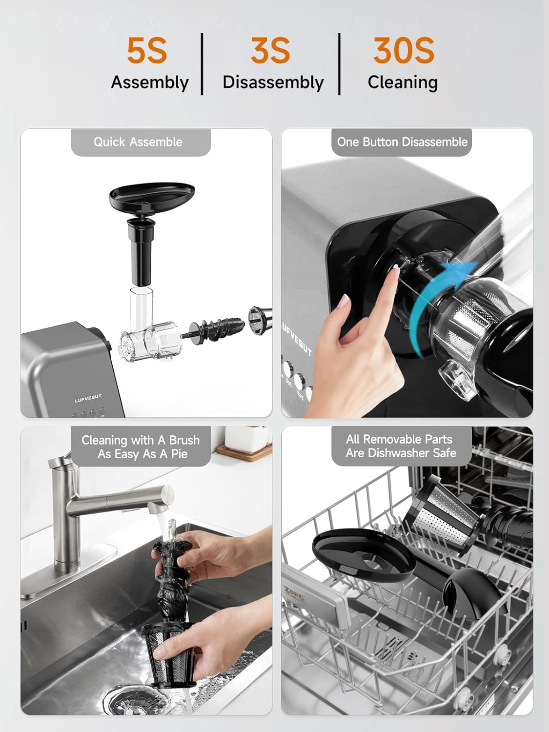 Cold Press Juicer Machines Vegetable Fruit, Slow Masticating Juicer 250W High Juice Yield for Celery, Carrot, Ginger - Easy Clean, Bpa-Free, Soft/Hard/Reverse Function, 15-Year Motor Warranty