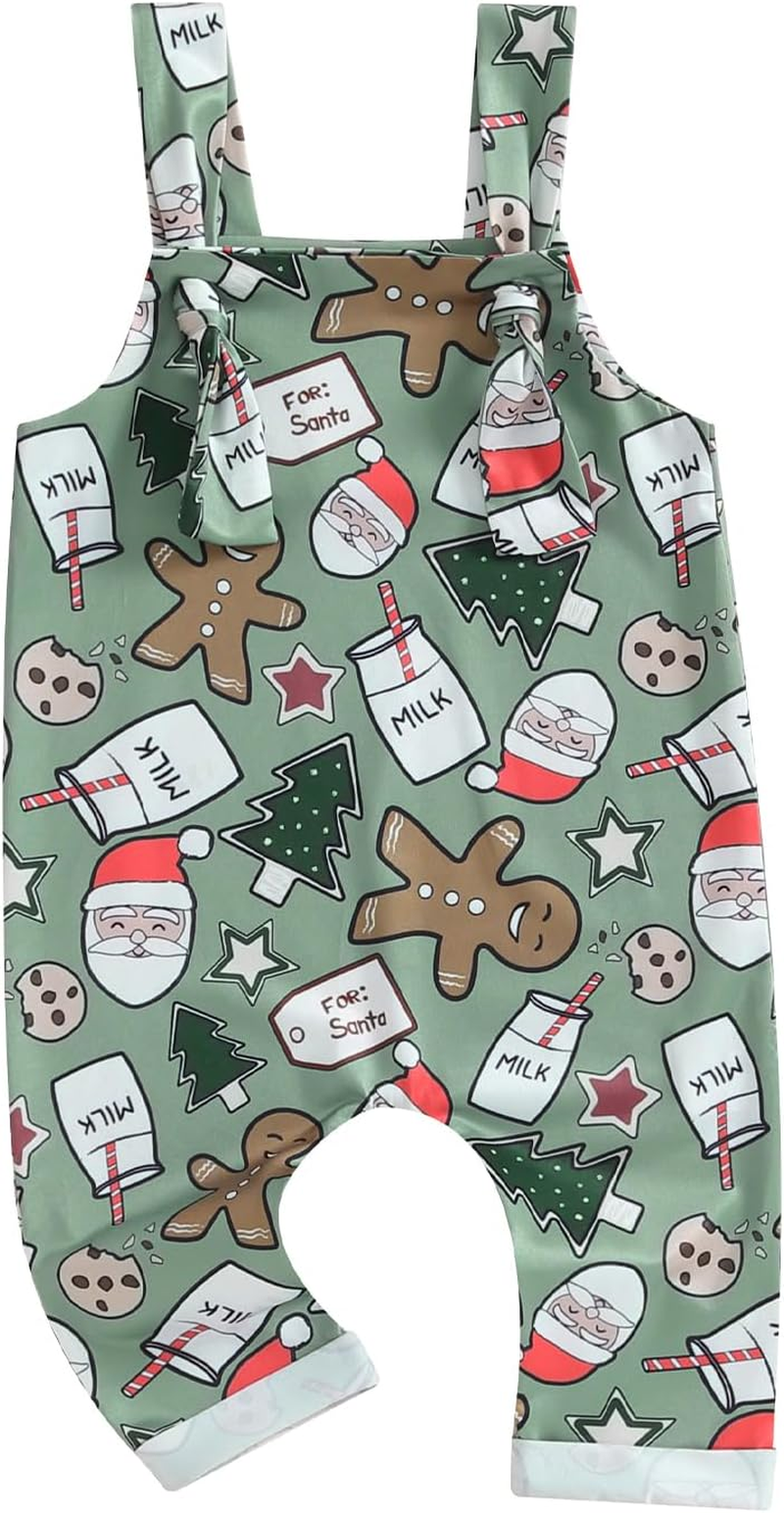 YOKJZJD Newborn Baby Boy Christmas Outfit Gingerbread Santa Suspender Pants Bib Overalls Jumpsuit Thanksgiving Clothes