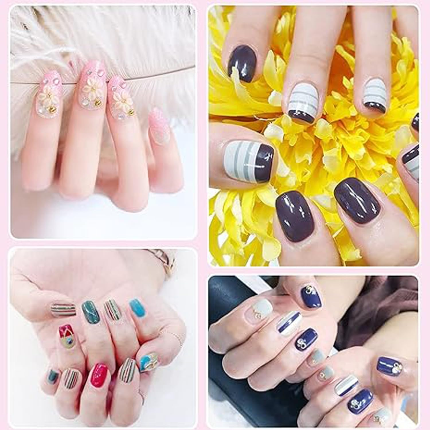 Homtop Nail Art Tools 22-Piece Set, Resin Nail Art Palette, 2-Way Acrylic Silicone Engraving Pen Dotting Pen Tools Nail Art Kit for Nail Art DIY Home Salon Makeup Display Board, Pink