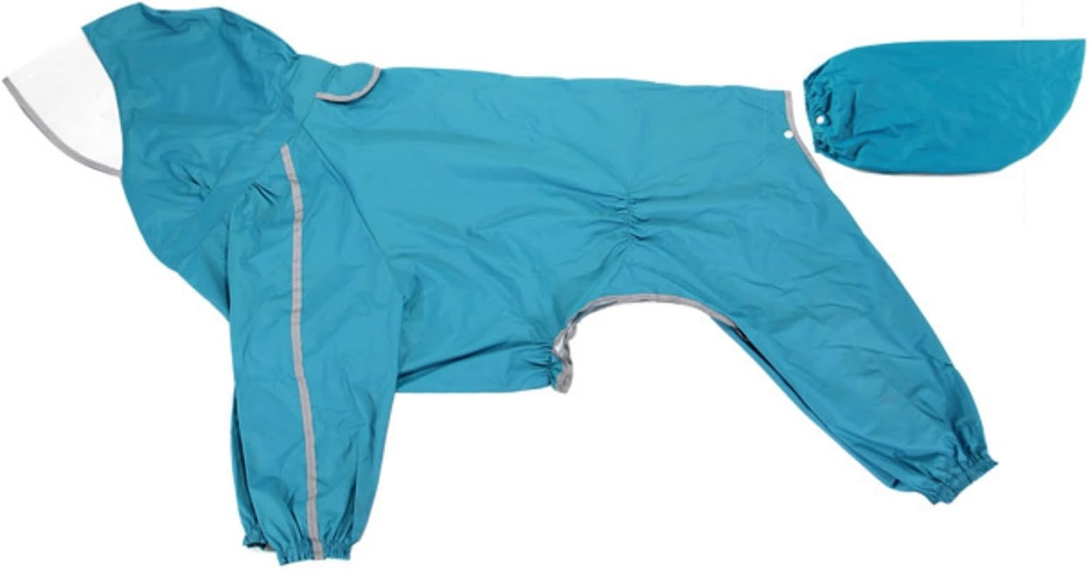 UOSIA Large Dog Raincoat Reflective Waterproof Dog Raincoat Lightweight Dog Rain Hooded Jacket Full Coverage Dog Raincoats with Removable Tail Cover for Dog Walking image number 6