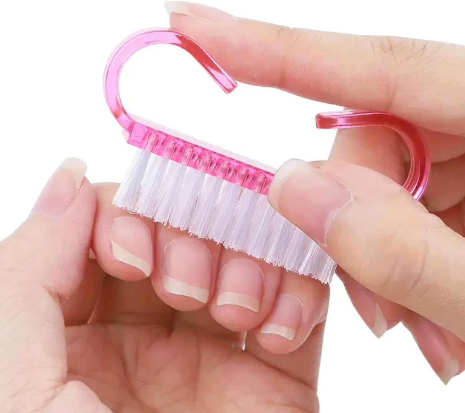 ROSEUS Handle Grip Nail Cleaning Brushes 3Pc, Pink Mini Hand Fingernail Scrub Cleaning Brushes for Toes and Nails Cleaner, Pedicure Scrubbing Tool image number 3