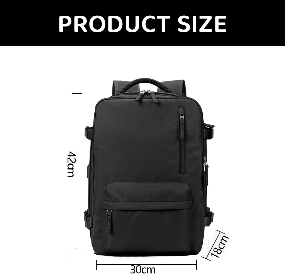 Expandable Travel Backpack for Men Women, Carry on Backpack Airplane Approved 15.6" Laptop Backpack with USB Charging Port
