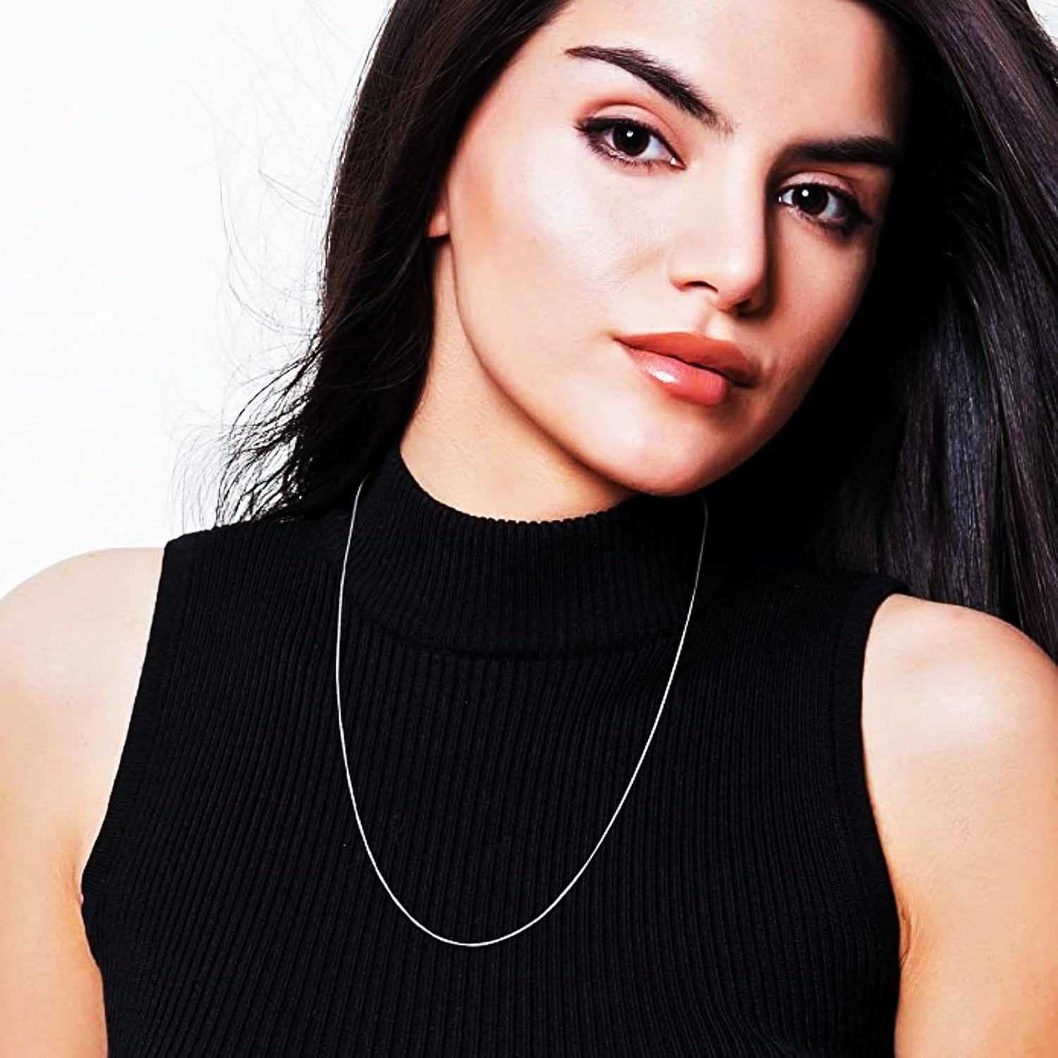 ZALIZR Strong and Thin Cable Chain Necklace for Women Men Unisex, 1.5MM 925 Sterling Silver Overlay, Braided Rope Chain, Spring Ring Clasp, 18-20 Inches image number 3