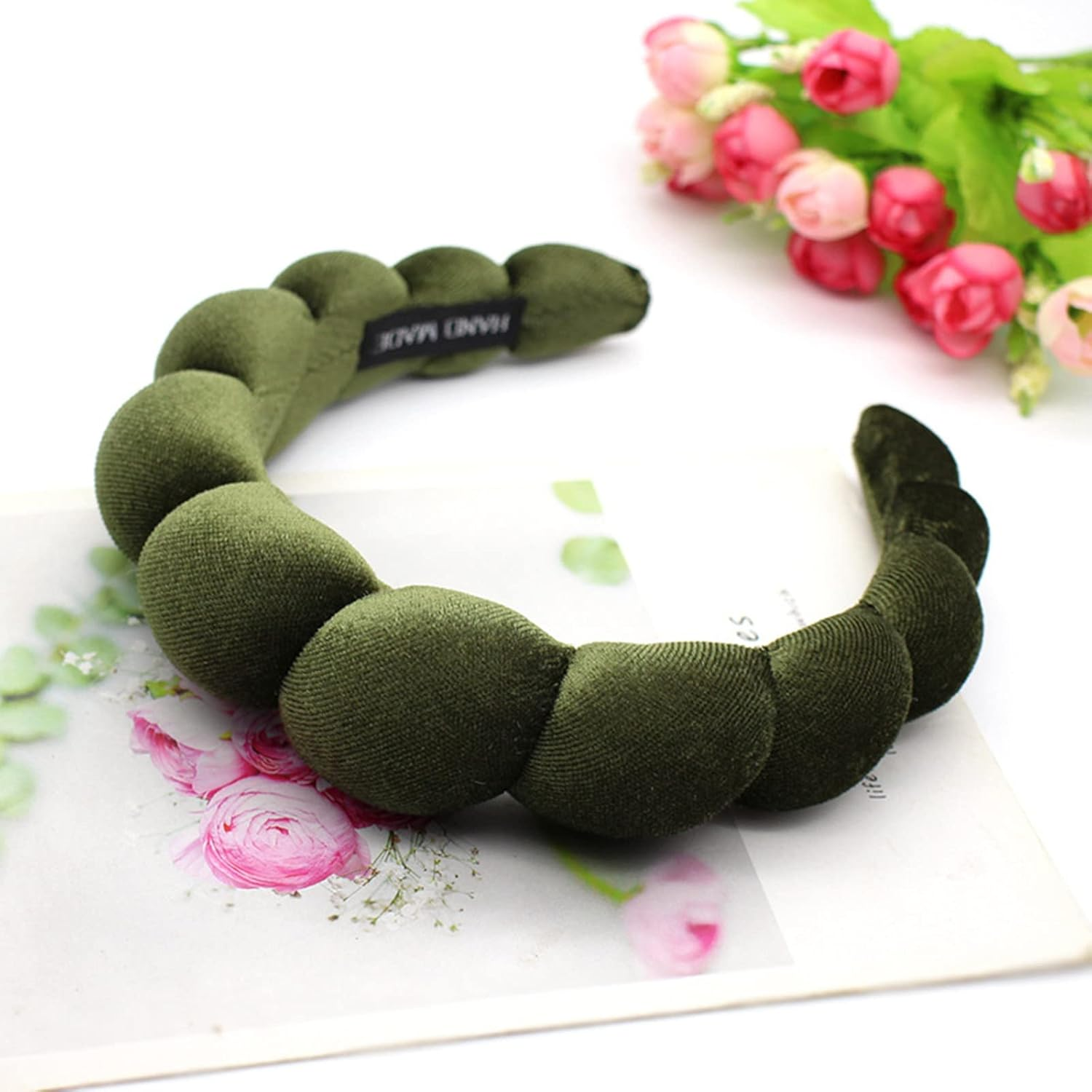 Uchyius Fashion Headbands for Women Padded Fabric Hair Bands Wide Velvet Non Slip Headband Hair Accessories for Women Girls, Leaf Green - Blue image number 4