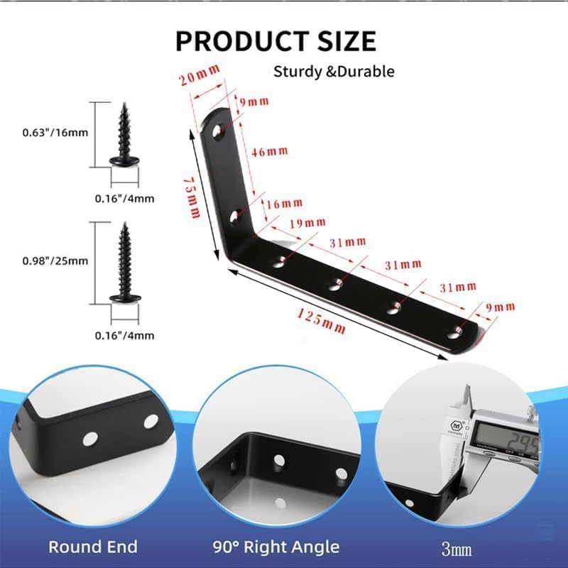 4PCS Furniture Anchors anti Tip Furniture Anchors for Baby Pet Proofing,Furniture Wall Anchor Furniture Dresser Bookshelf Falling Prevention Device for Children (Black-5" X 3")