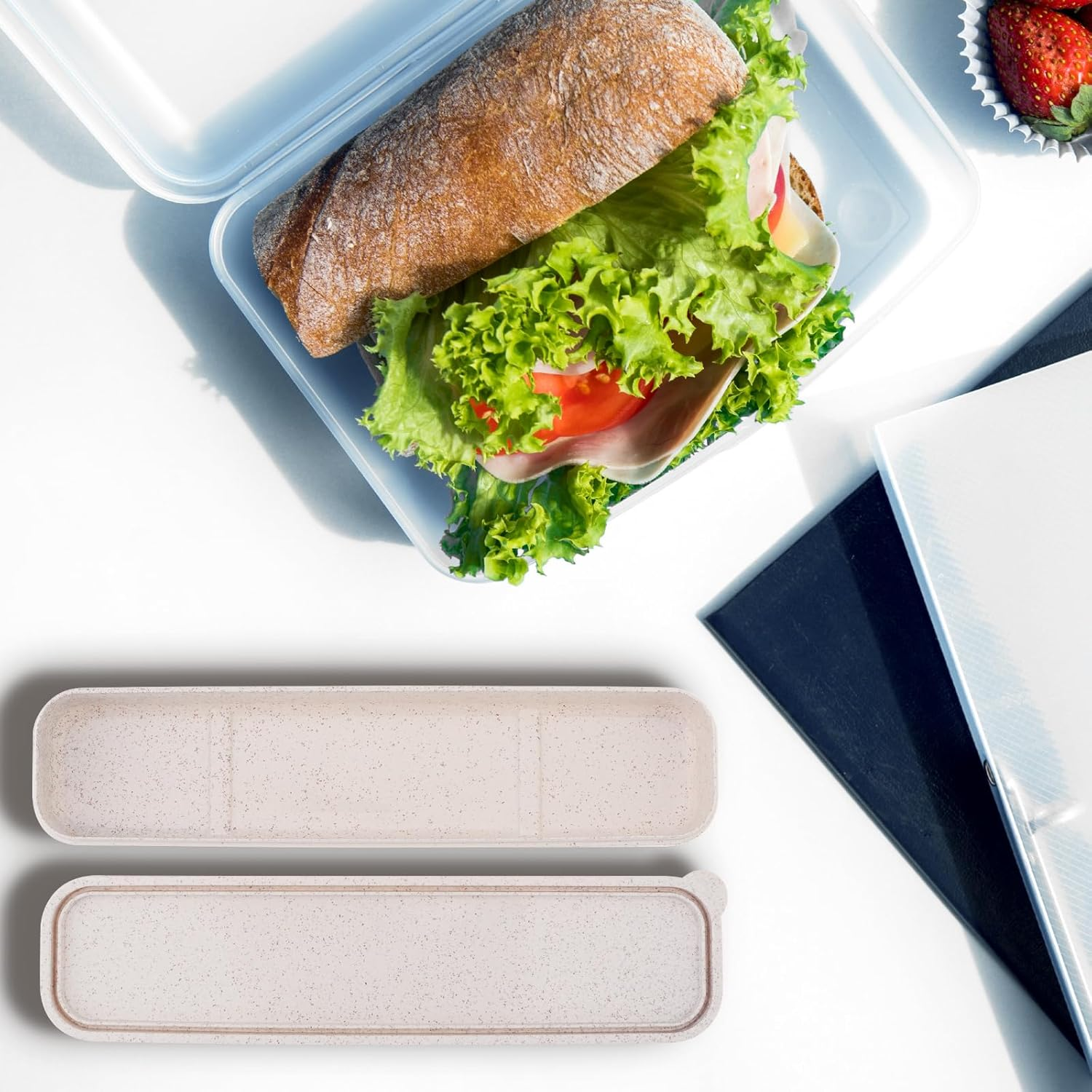 Origlam Portable Flatware Box Travel Tableware Storage Box, Travel Case Travel Tableware Storage Box, Utensil Case Lunch Bag Flatware Box image number 1