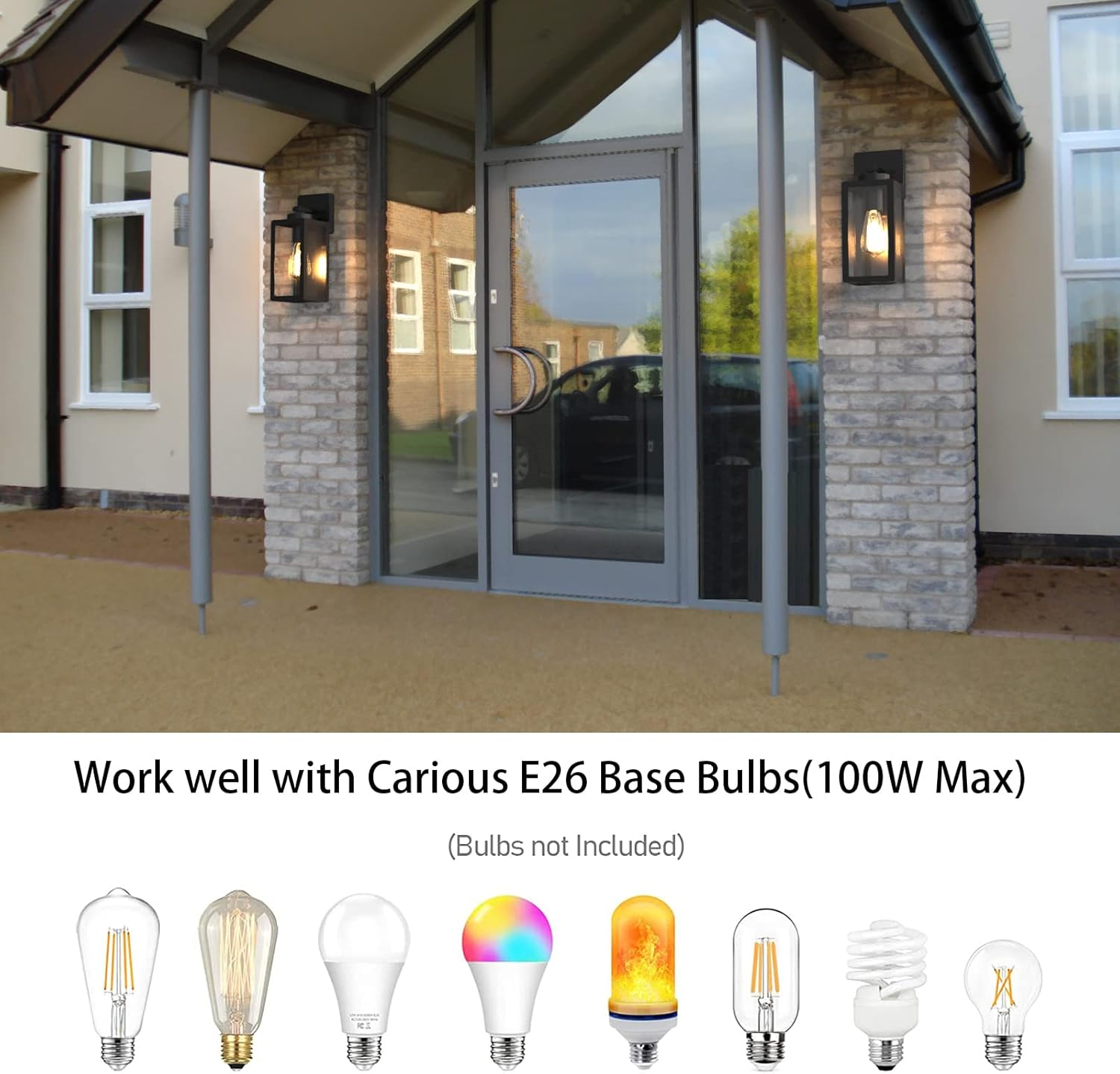 2Pack Outdoor Wall Lights, Exterior Light Fixture IP44 Wall Mount Lights for Garden, Entryway, Hallway, Garage, Matt Black image number 4