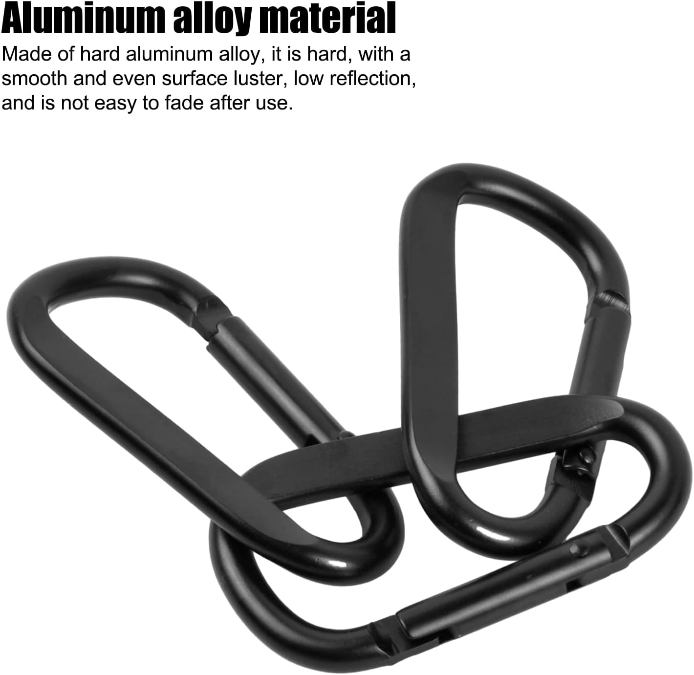 6 PCS Carabiner Clips (68Mm) - Aluminum Carabiners in Black for Hammocks, Keychains, Camping, Fishing, Swings, and Hiking Accessories - Screw Lock Carabiner Hooks image number 2