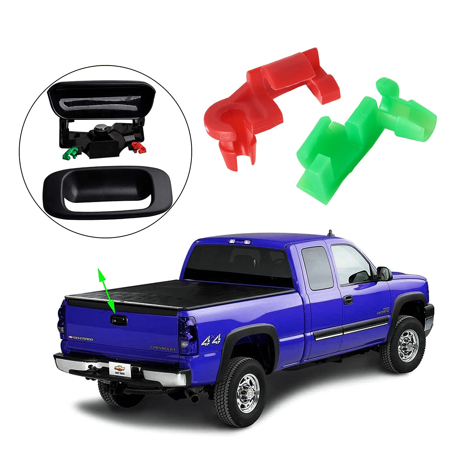 (5 Pair) 1999-2007 Chevy Silverado GMC Sierra Tailgate Handle Rod Clip Left & Right Rod Retainer Clips - OEM#: 88981030, 88981031 image number 1