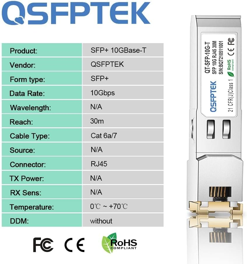 4Pack 10GBASE-T Module, SFP+ to RJ45 Copper Mini-Gbic Transceiver for Cisco SFP-10G-T-S, Ubiquiti UF-RJ45-10G , Netgear, Mikrotik, D-Link, Supermicro, Linksys, CAT6A/CAT7, up to 30M image number 4