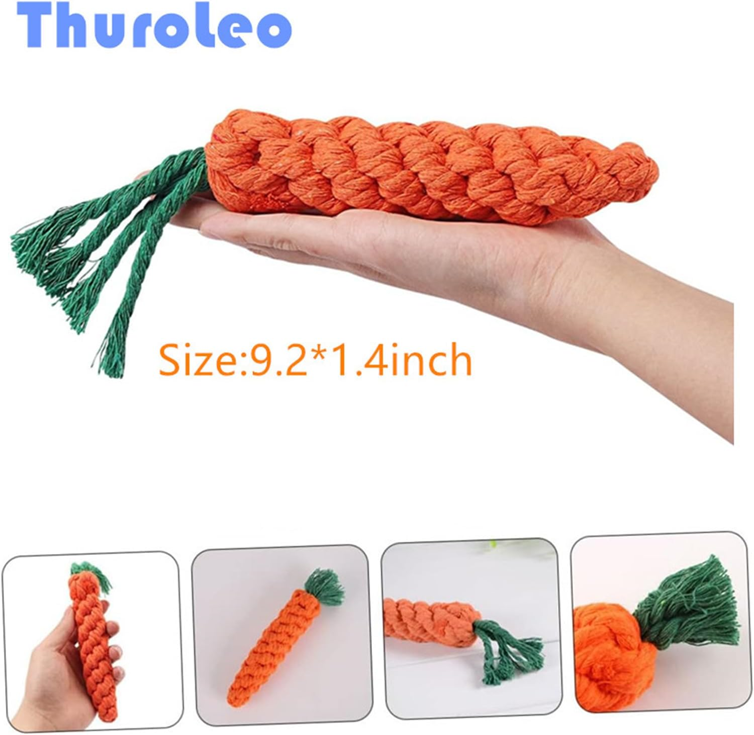 Puppy Chew Toy,Hamster Cat Dog Toys Carrot Pet Rope Chew Toys Pet Teeth Cleaning Chewing Biting Dog Toys Teething Molar Accessory (Carrot) image number 4