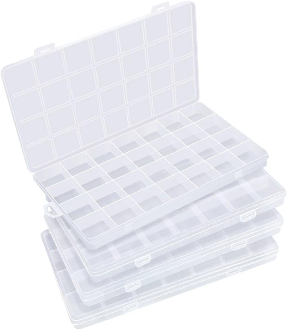 Eppingwin 28 Grids Bead Organizer, Craft Organizers and Storage, Acrylic Organizers, Plastic Bead Organizer Box for Crafts Organizing Storing, Translucent