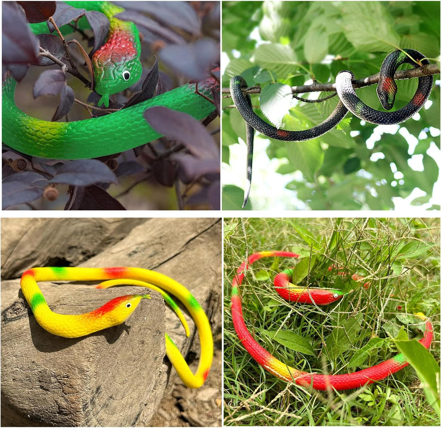4 Packs Realistic Rubber Snake to Keep Birds Away &ndash; 29 Inch Plastic Forest Fake Snakes April Fools Day Party Halloween Decoration for Garden Props to Scare Birds, Squirrels, Mice, Pranks image number 4