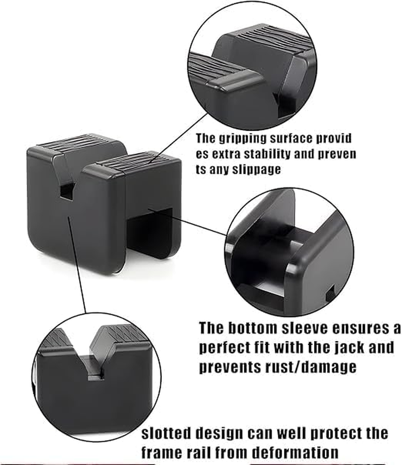 Universal Car Lift Jack Stand Pads &ndash; Heavy Duty Rubber Pads for Jack Stand Support, Floor Jack, Anti-Slip Rail Slotted Pads &ndash; Compatible with Sedan, SUV, Trucks & More &ndash; Durable Repair Tools (8 PCS) image number 4