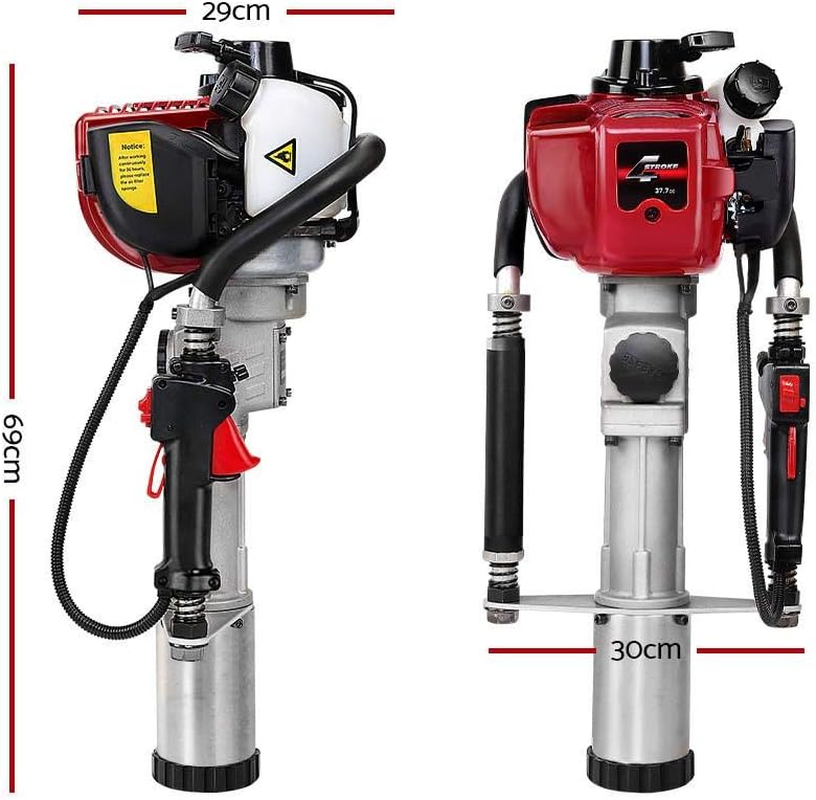 Giantz 37.7Cc 4 Strokes Petrol Post Driver, Power Pile Hole Digger Rammer Garden Fence Powered Hand Tools for Fencing Farming Construction, 3 Star Pickets Recoil Starting System image number 5