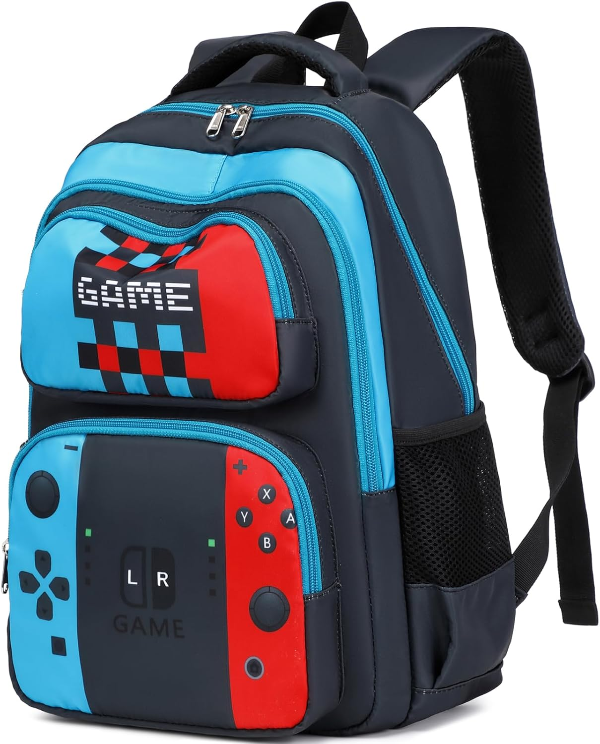 JIANYA Boys Backpack for School Kids Back to School Bookbag - Gamer/ Redblue image number 5