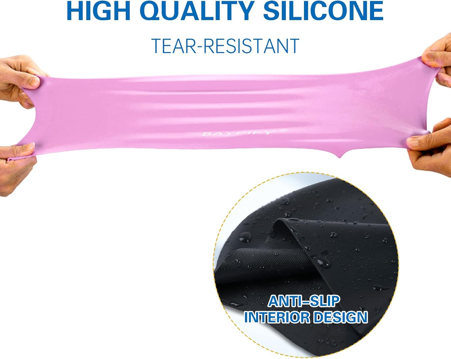 Baypify 2Pack Swim Cap for Long Hair, Silicone Swim Cap for Braids and Dreadlocks Women, Swimming Cap Cover Ears to Keep Your Hair Dry, Stretchable Durable and Anti-Slip image number 6