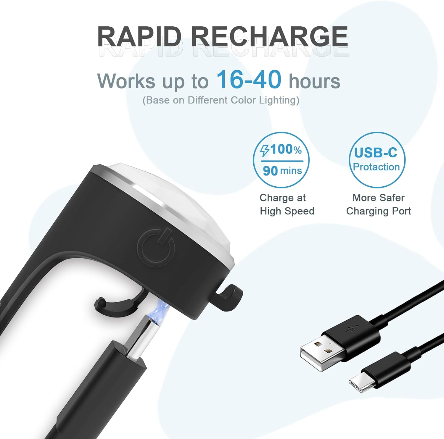 Tubasion Rechargeable Dog Collar Light, 2024 Best 7 Color Changing Light for Dog Collar with 100% Waterproof and Durable Silicone Band. Dog Lights for Night Walking, Camping, Bike image number 4