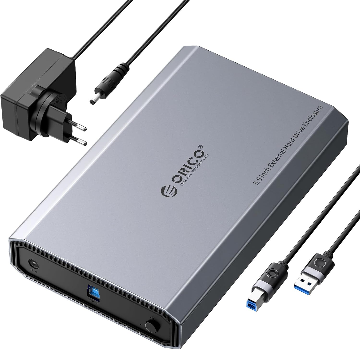 ORICO Aluminum 3.5 Hard Drive Enclosure with USB 3.2 Gen 2 6Gbps Transfer Speed, Fit for 3.5/2.5 Inch SATA HDD SSD up to 20 TB, USB C to USB C/A 2 in 1 Cable Compatible with Macbook Windows(Dd35-C3) image number 4