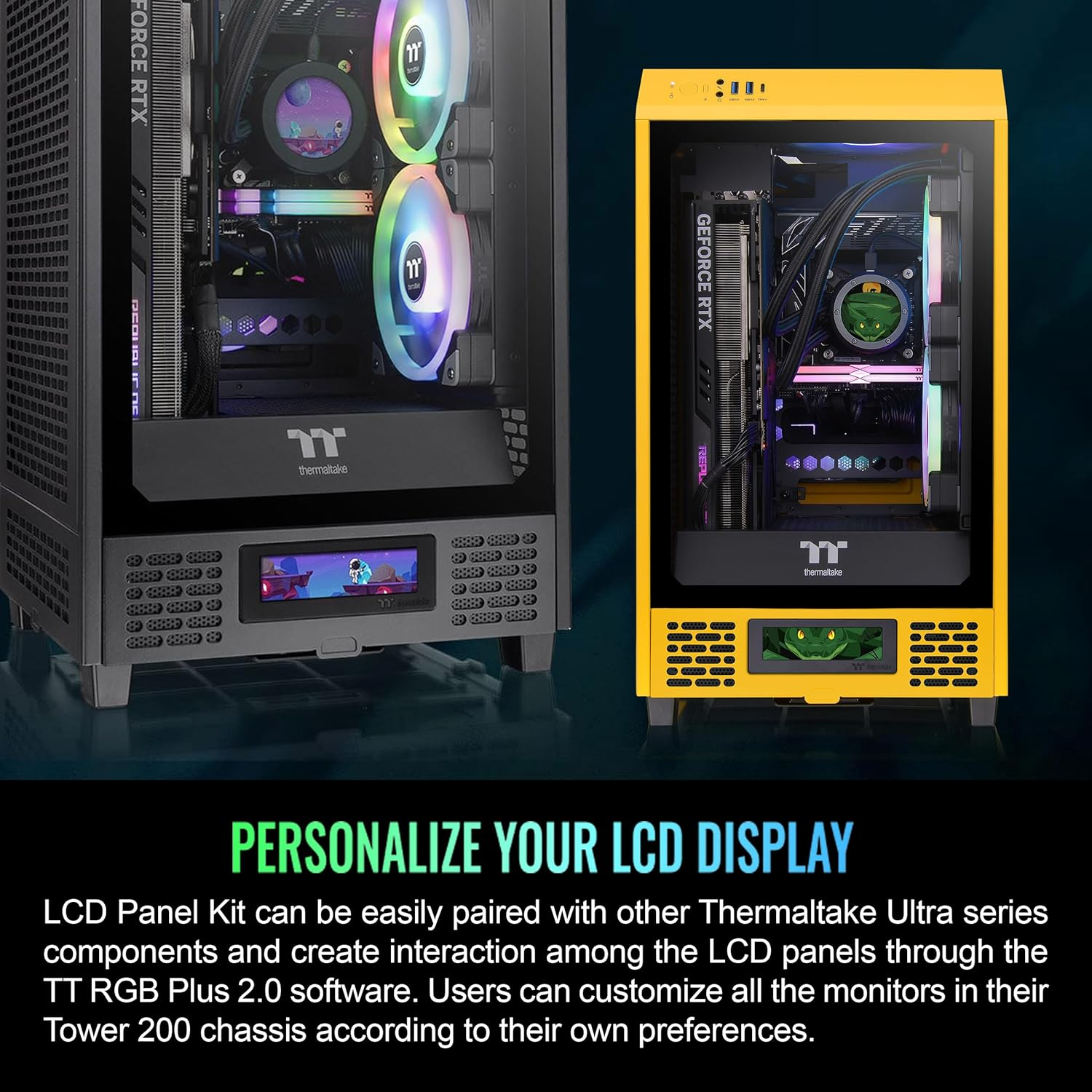 Thermaltake LCD Display Panel Kit for the Tower 200 Tempered Glass Mini Tower Case Bumblebee Edition, AC-067-OO4NAN-A1 image number 5