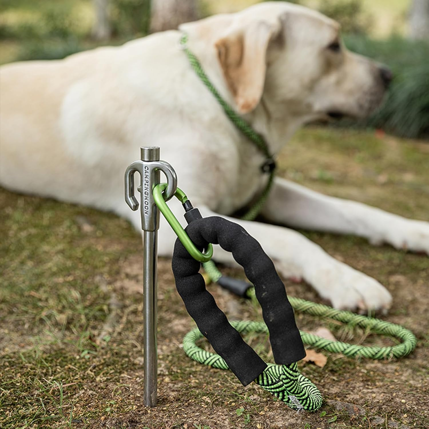 Stainless Steel Dog Tie Out Stake 360&deg; Swivel Heavy Duty Strongest Dog Ground Anchor Spike Camp Nails Camping Accessories for Tie-Out Cable Chain 30CM