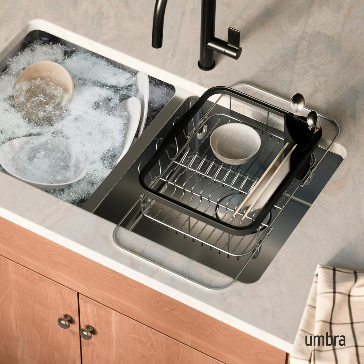 Umbra 1004292-047 Sink Dish Rack, Black Large image number 4