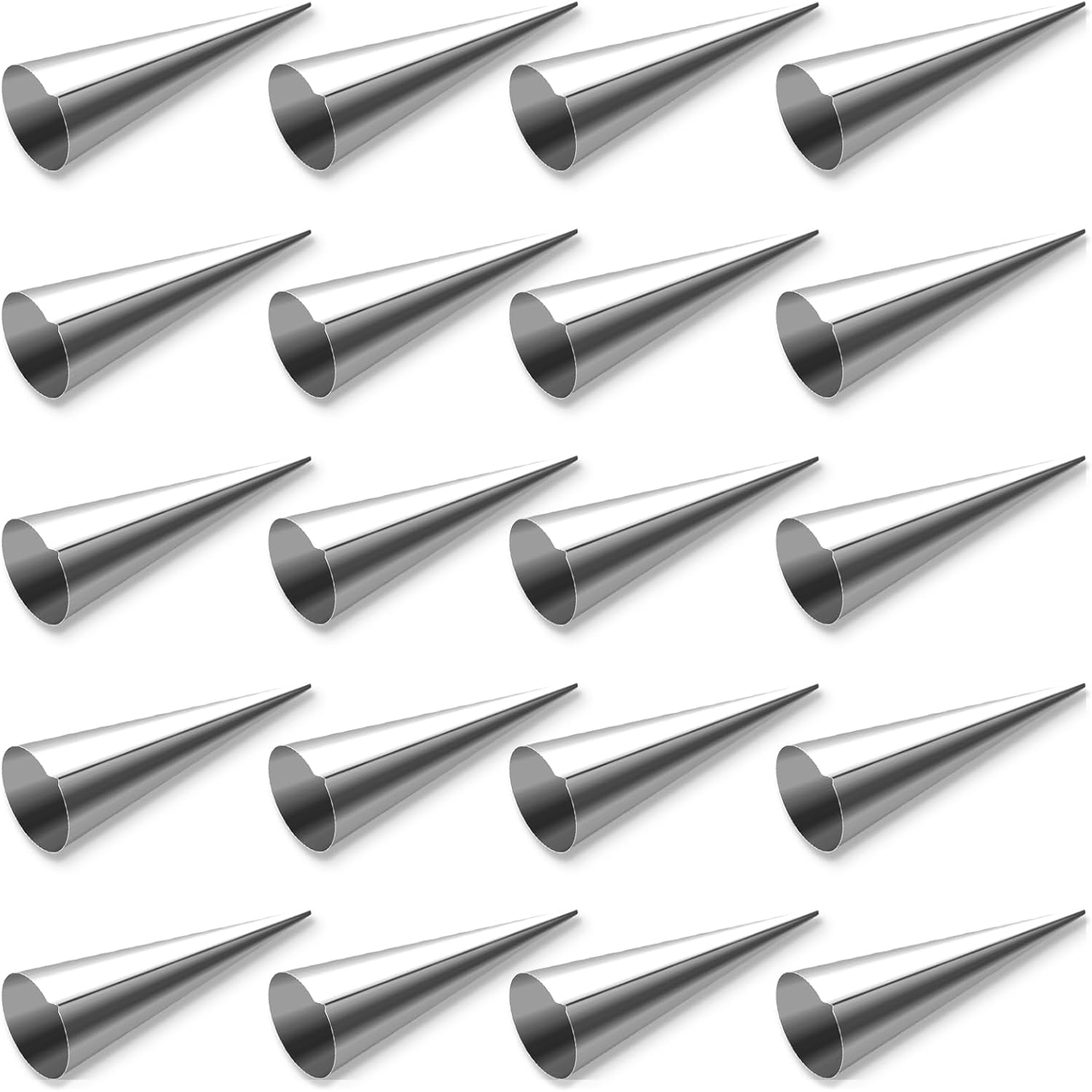 TEAONE Cone Shaped Baking Mold, 20 PCS Cream Horn Molds for Cream Roll, Ice Cream, Egg Roll (12.4 X 3.4Cm/4.88 X 1.33In) image number 2