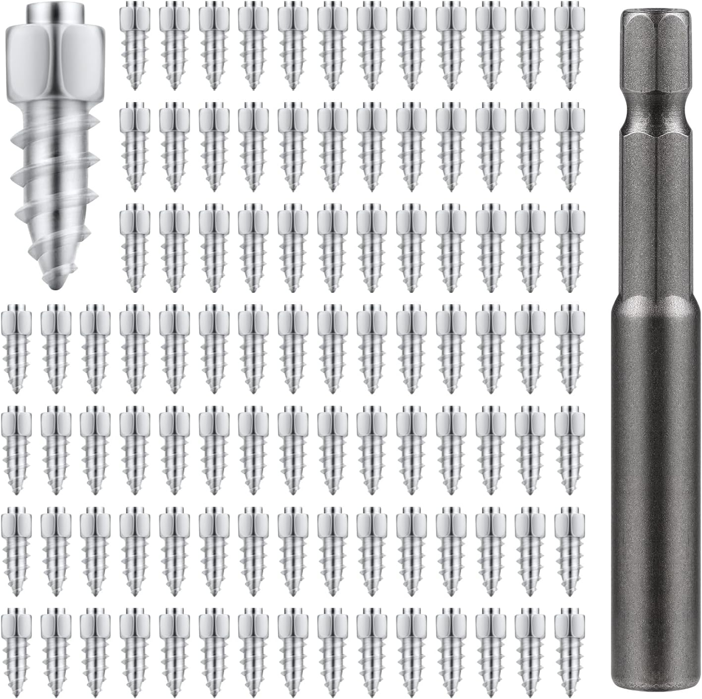 PEUTIER 200Pcs Screw in Tire Studs, 4X12 Mm Wheel Tyre Studs for Winter Snow Tire Spikes ATV Tire Studs with Installation Tool for Car Truck Motorcycle Bicycle Boot ATV SUV Auto Accessories image number 3