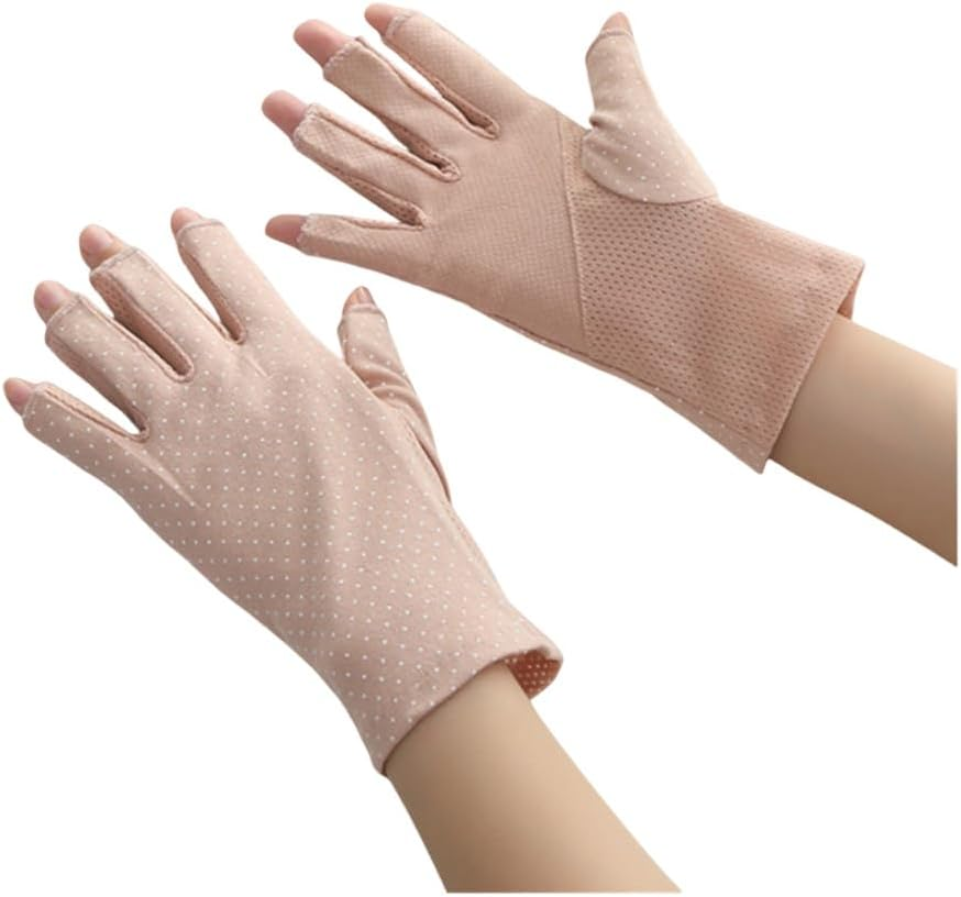 GYWHOOFT Fingerless Gloves Non,Protection Driving Gloves Women Thin Fingerless Sunblock Gloves Short and No-Slip for Driving Riding Fishing Golfing Outdoor Activities Favors image number 3