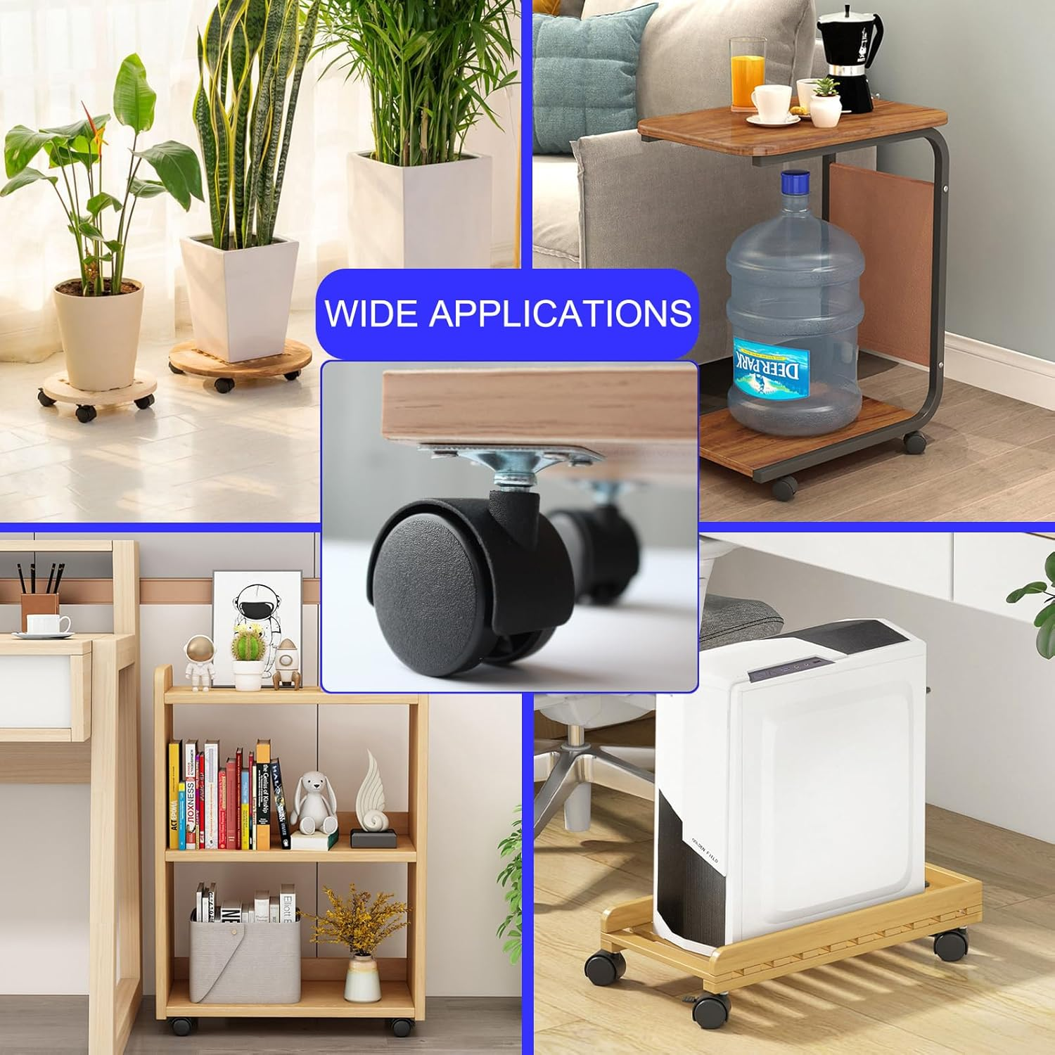 Dalyndar Furniture Casters 1.5 Inch Swivel Wheels Replacement Universal Rollers Suit for Move Small Cabinet Table Desk Drawer Cart Shelf Planter, 4Pcs Nylon Castors Screw in Wheels Loading Upto 200Lbs image number 3