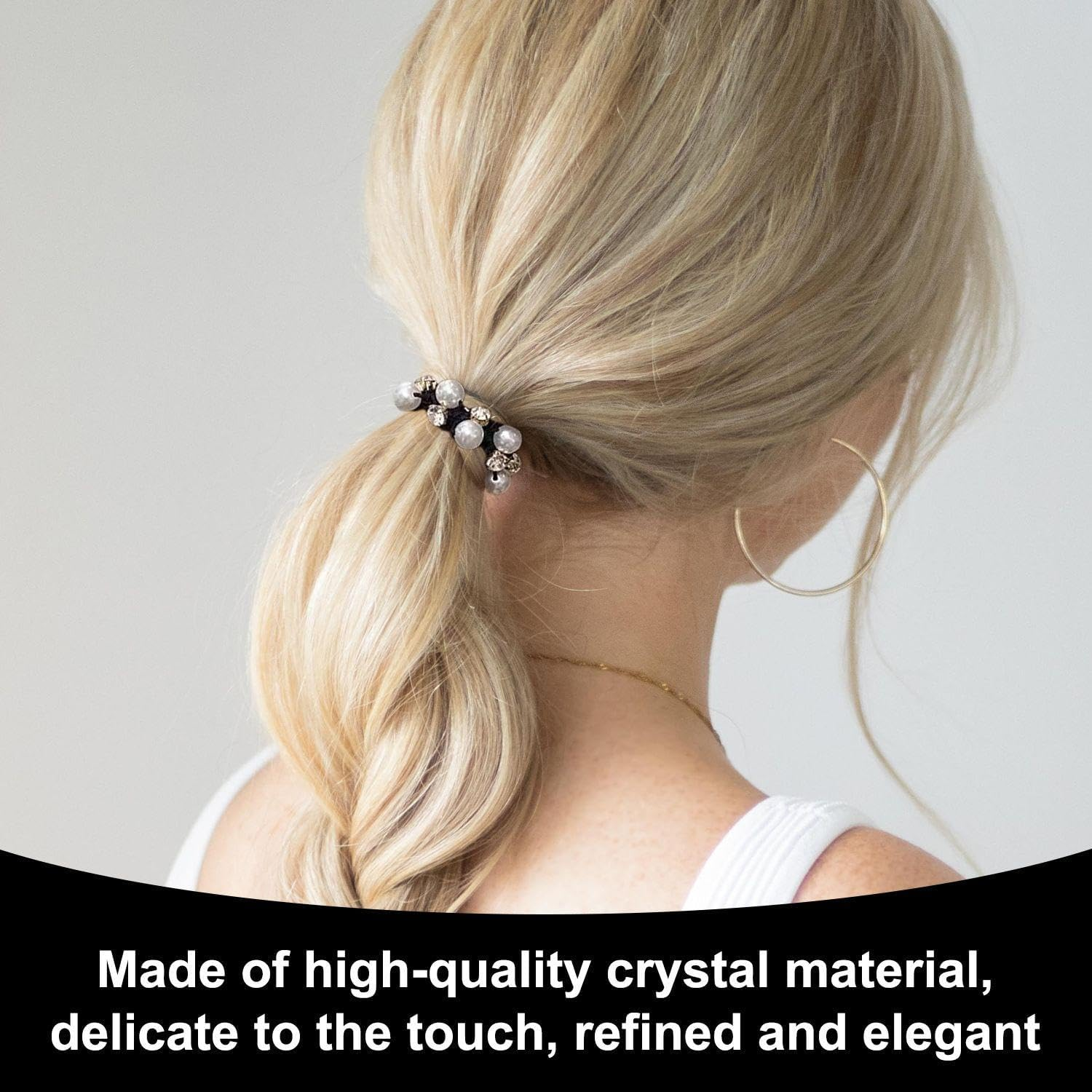 Pack of 9 Crystal Pearl Hair Bobbles for Women'S Hair, Elastic Hair Rope Decoration, Elastic Pearl Hair Ties, Fashionable Ponytail Hair Bobbles image number 5