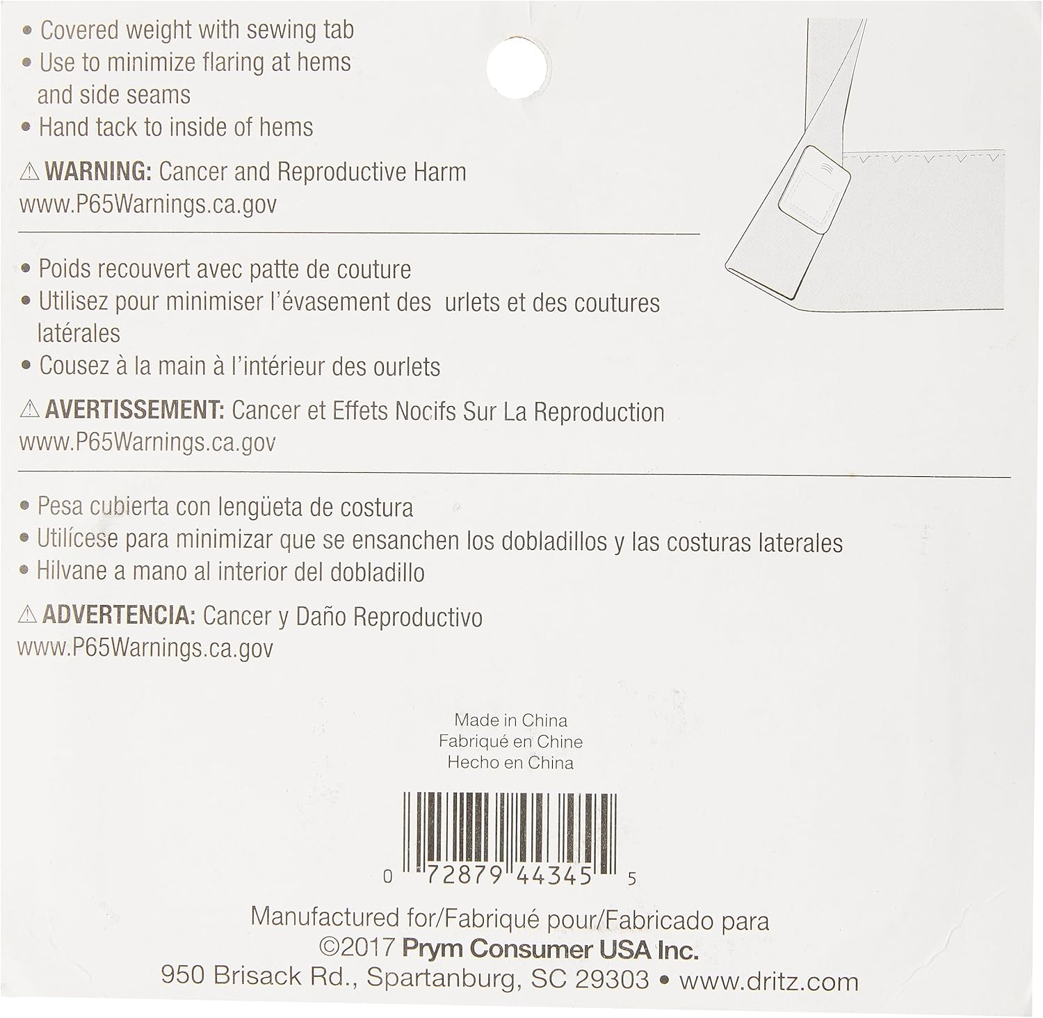 Dritz Home Covered Lead Drapery Weights, 12-Piece, White (Pack of 1) image number 3