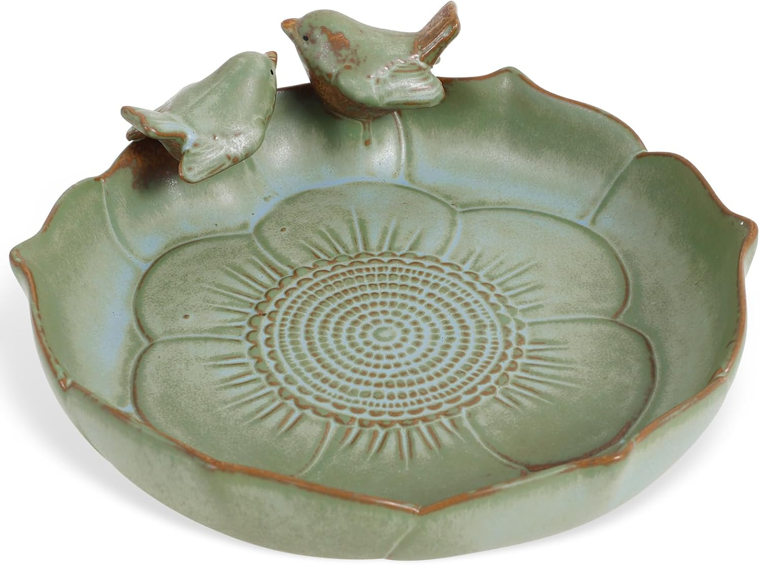 Ceramic Bird Bath, Weather Resistant Bird Feeder Bowl for Garden Table Top Deck Balcony and Lawn image number 6