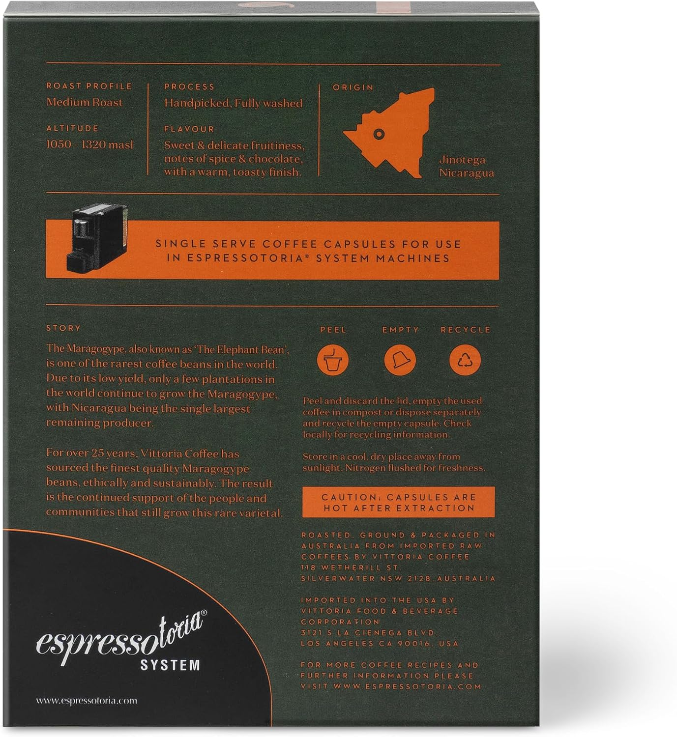 Vittoria Coffee Maragogype Blend Espressotoria Capsules 78 G (Case of 12) image number 3