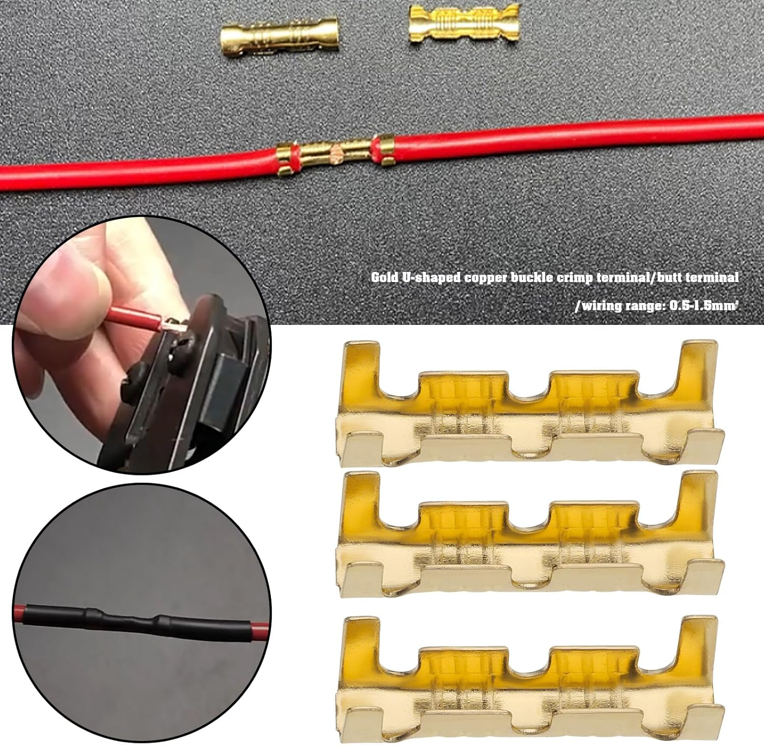 Emagtech 200Pcs Brass Crimp Electrical Connector Wire U-Shaped Terminal, U-Shaped Brass Crimp Terminal Connectors Suitable for Lines 0.5-1.5Mm image number 6
