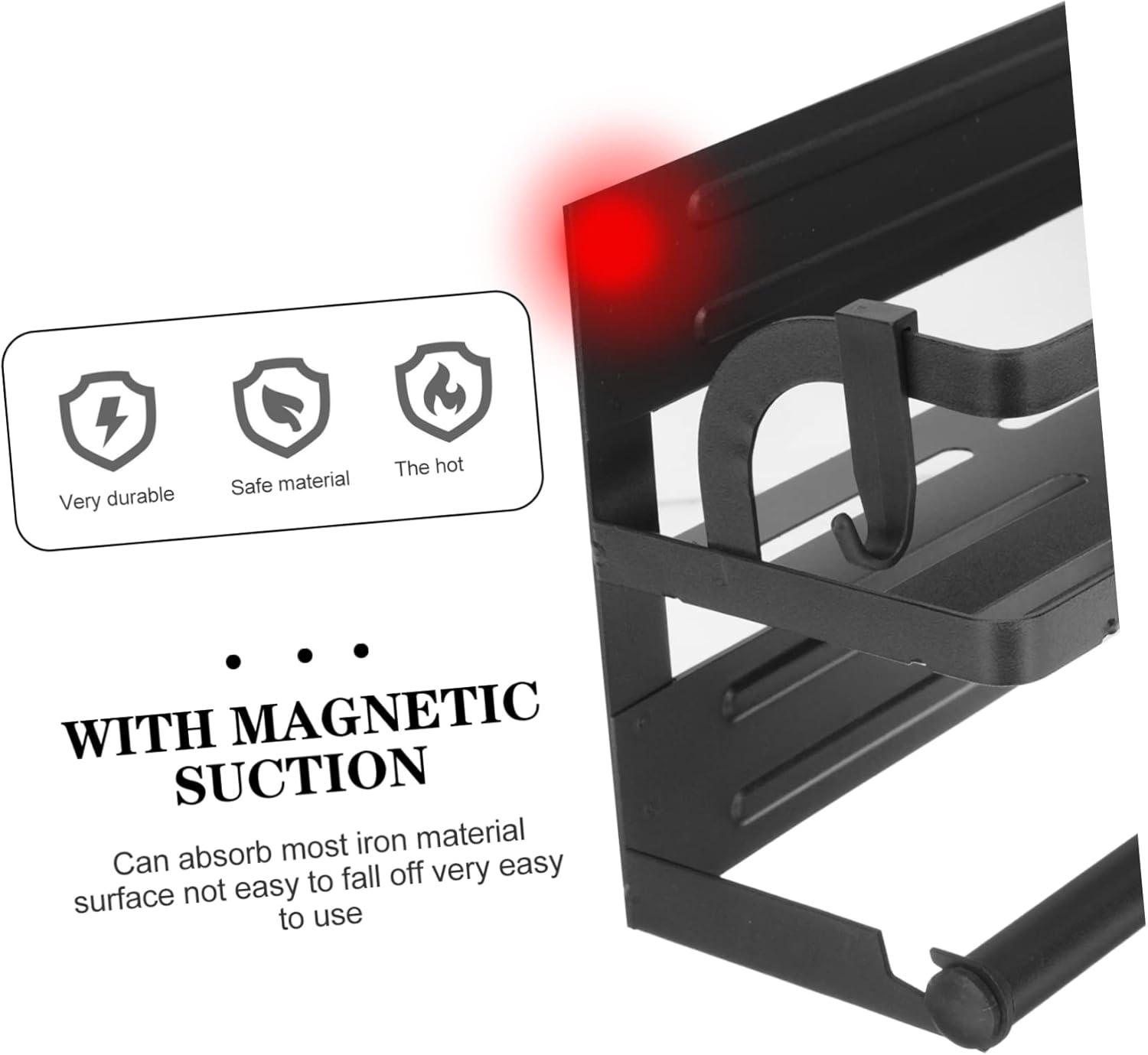 COLLBATH Magnetic Spice Rack for Refrigerator Kitchen Organizer Hooks Safety Guardrail Versatile Shelf for Cooking Oils Jars and Seasonings Space-Saving Design for Home Storage image number 2