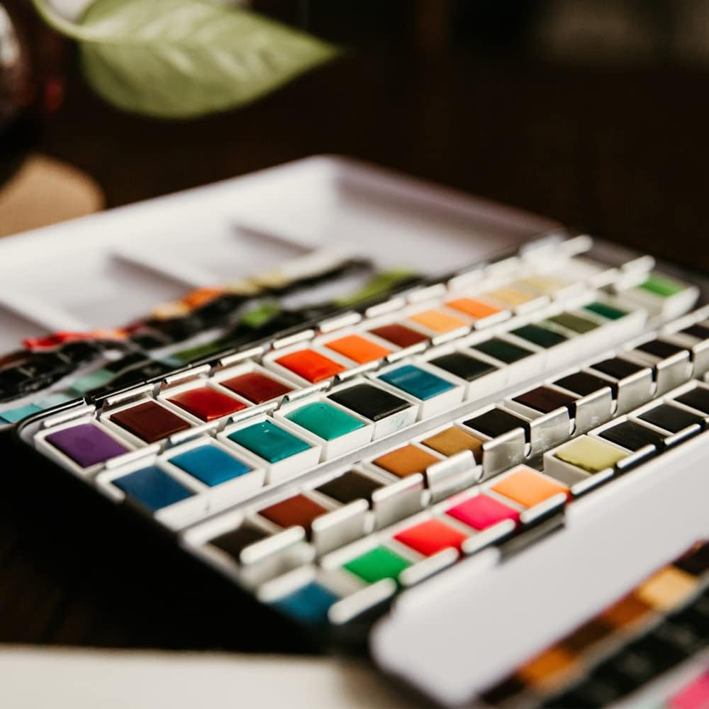 100Pcs White Plastic Watercolor Half Pans &ndash; 2Ml Empty Paint Pans for Handmade Watercolors, Solid Paint Refills, DIY Travel Art Palettes image number 3