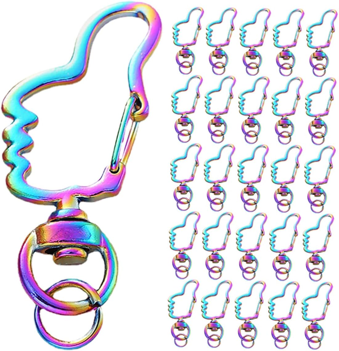 Gogogmee Cute Metal Thumb Keychain 30Pcs Keychains Buckle Lanyard for Keys Purse Hardware image number 1