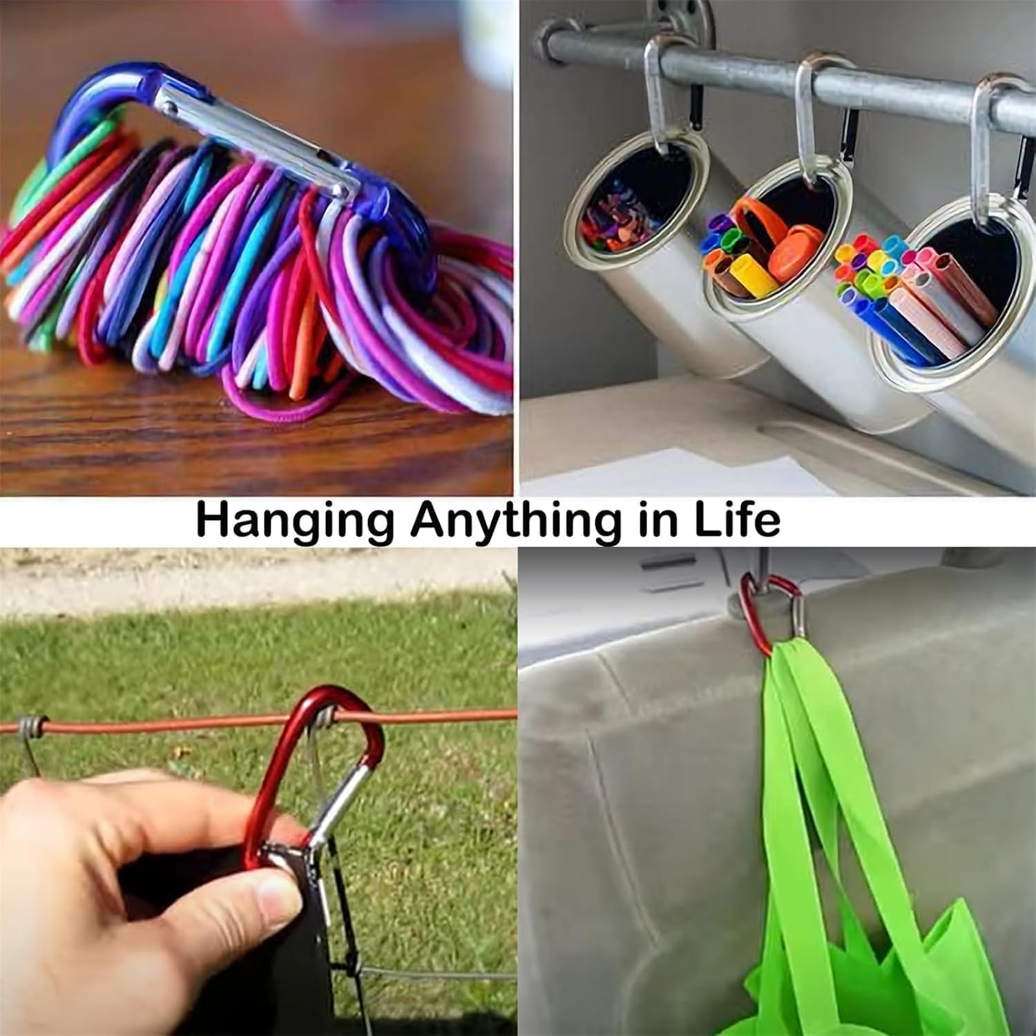 10 PCS 6.2CM Locking Carabiner Clips, Aluminum Carabiner D Ring D-Shaped Spring Snap Hook Key Clip Connect Hooks for Keychain Keyring Belt Loop Water Bottle Backpack Hiking Camping image number 3