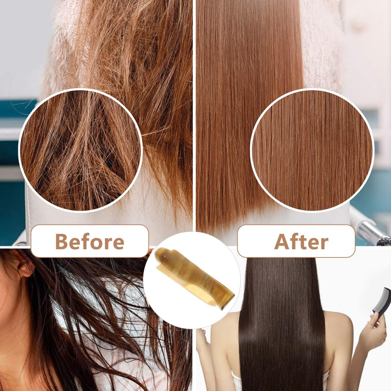 FOMIYES 17Cm Foldable Ox Horn Hair Comb - Portable Travel Styling Comb for Scalp Massage and Hairdressing image number 4