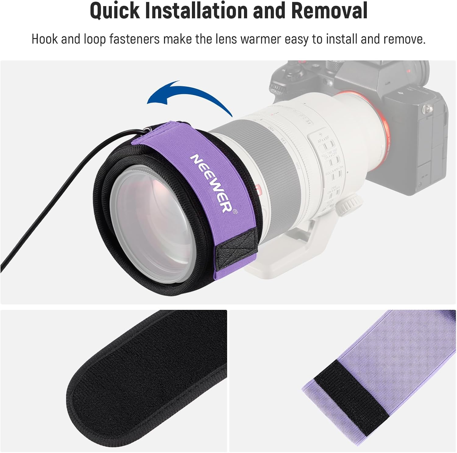 NEEWER USB Lens Heater, 12"/300Mm Lens Warmer with FPC Fast Even Heating Tech for DSLR Camera, Telescope, Astrophotography - 3 Temperature Levels, Prevents Dew/Fog/Condensation, HW-28 image number 6