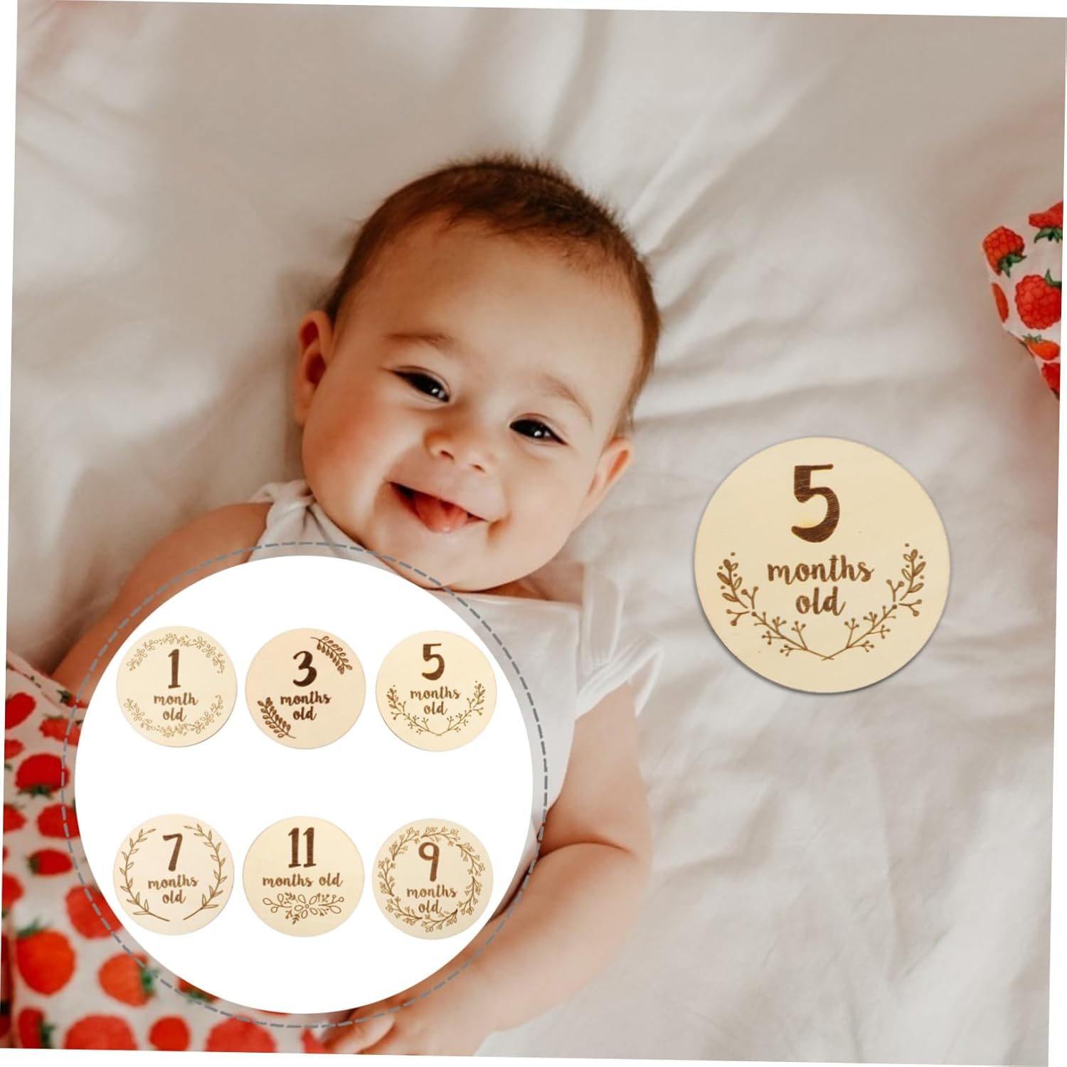 6Pcs Double-Sided Monthly Milestone Cards Chic Stylish Photo Props for Newborns Unique Designs with Safe Edges for Capturing Growth Milestones image number 2