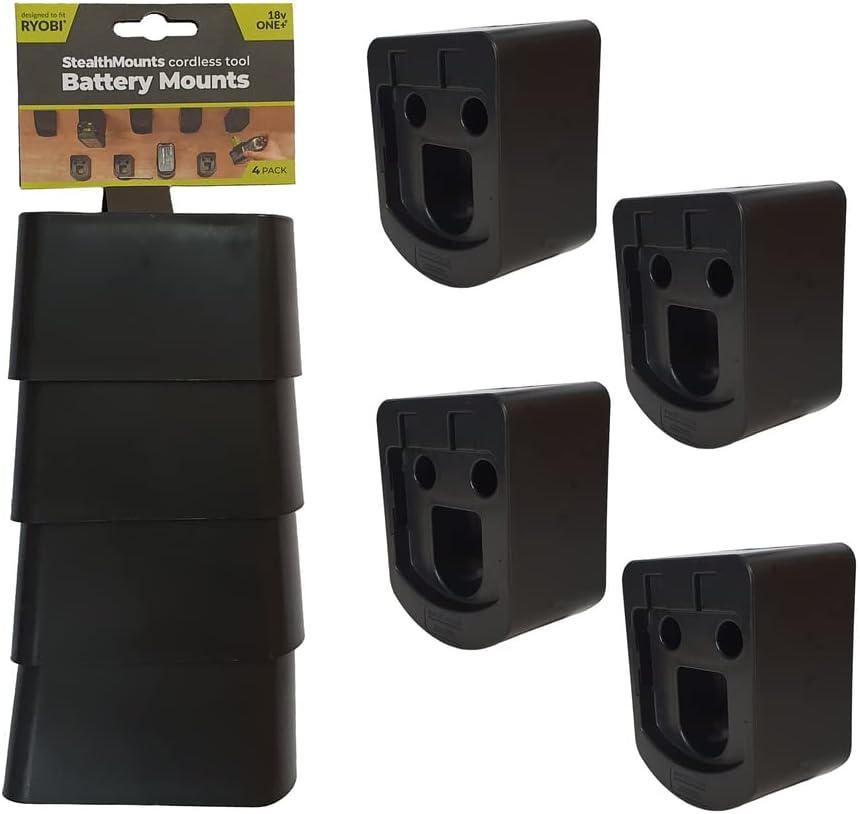 Stealthmounts Battery Holder Compatible with Ryobi 18V (4 Pack) - Black Battery Mounts | Made in the UK image number 3