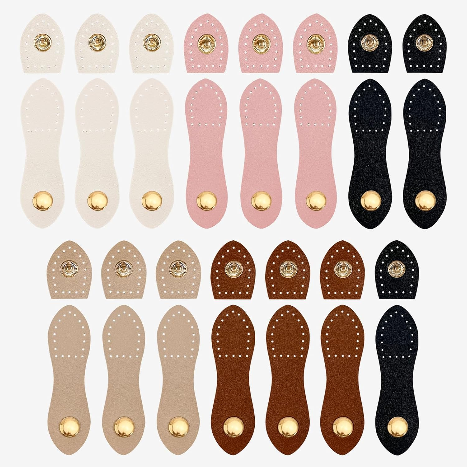 15 PCS Leather Snap Buckles Button Closures Sew on Leather Purse Hardware for Bag Making Snap Buttons for Leather Fasteners (Colorful) image number 2