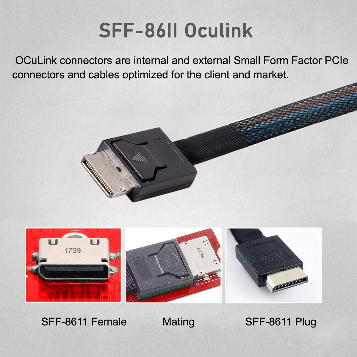 CY Cable Oculink Pcie Pci-Express SFF-8611 4I to Mini HD SFF-8643 SSD Data Active Cable 50Cm image number 5