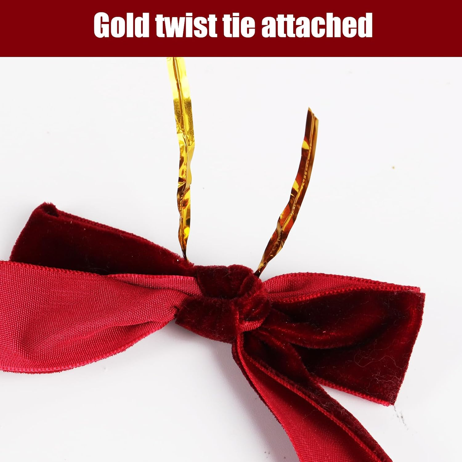 12 Pcs Wine Red Velvet Bows with Twist Ties for Christmas Tree Decorations Christmas Decorative Bows Christmas Bow Christmas Bows Decorative Xmas Decor Wreath Ornament - Red image number 3