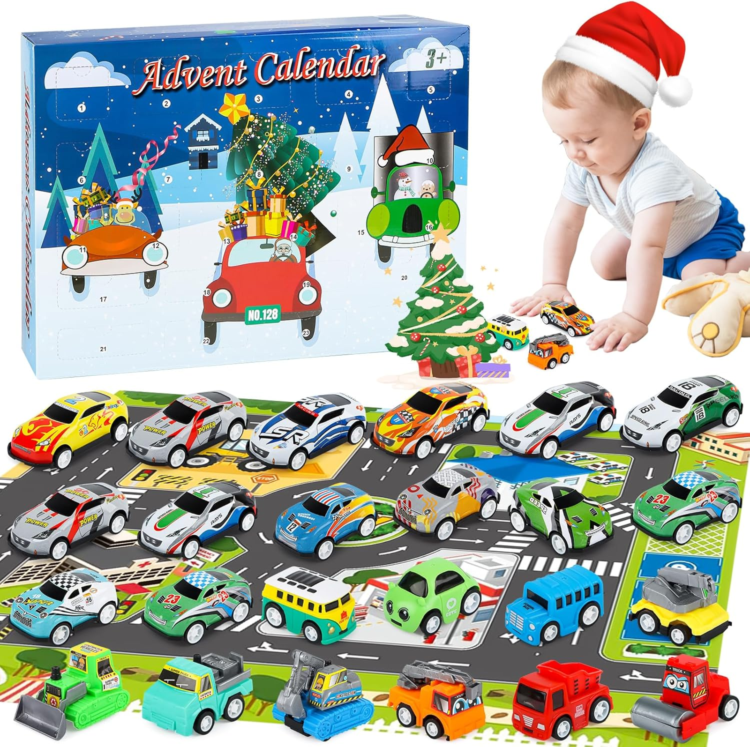 Advent Calendar Children 2024 Cars Toy Advent Calendar from 3 Years Boy, Christmas 24 Days Countdown Calendar Car Toy with Map image number 5